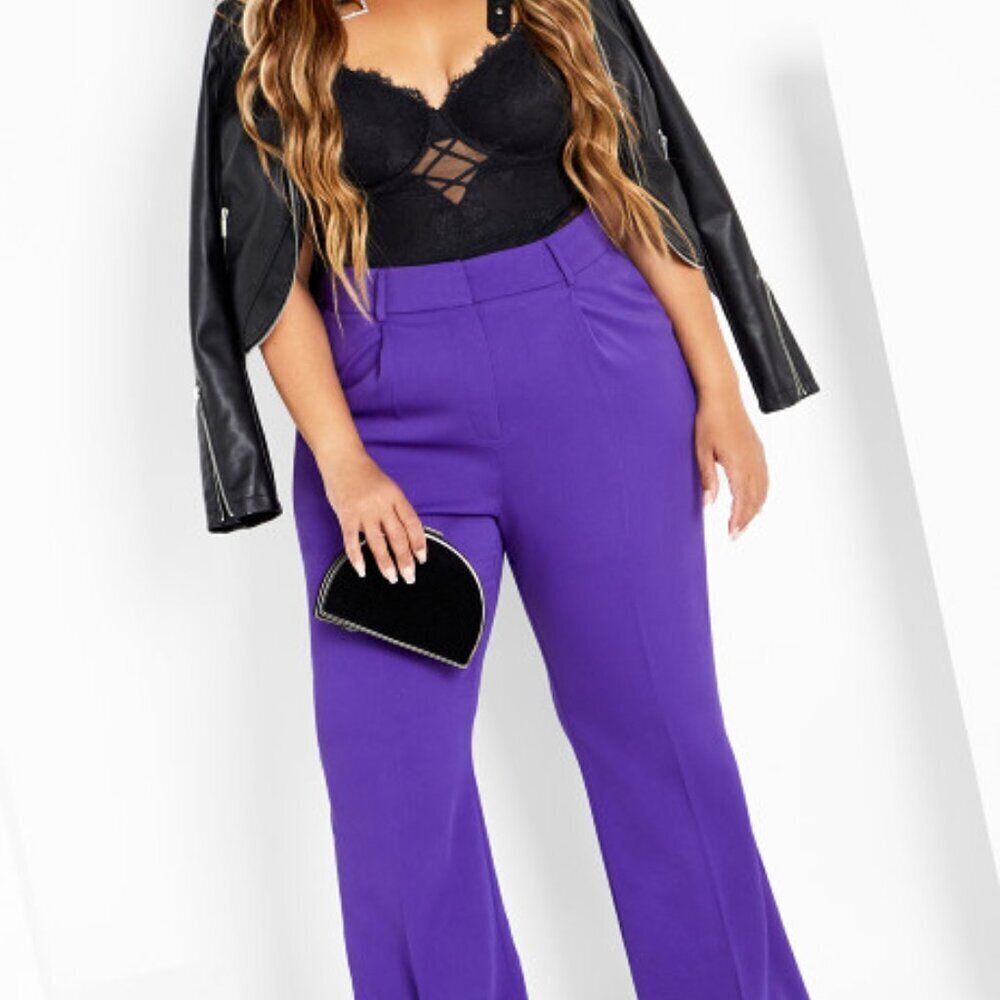 New City Chic Women's Magnetic Relaxed Fit Pants - Royal Purple Size L/20